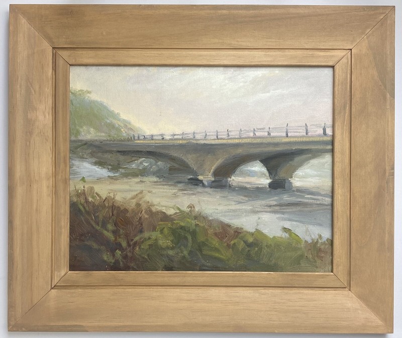 Ainsley VTG California Plein Air Impressionism Lagoon Bridge Landscape Painting