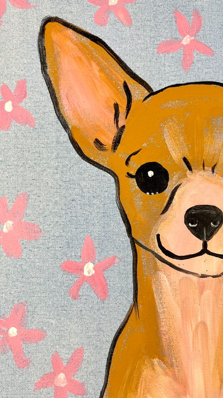 Chihuahua Portrait Painting, Expressive Dog Art 12x12 gallery