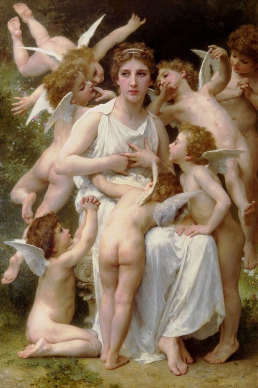 Cupid Angel and Beauty Oil painting HD Giclee Printed on Canvas 16X24 inch P256