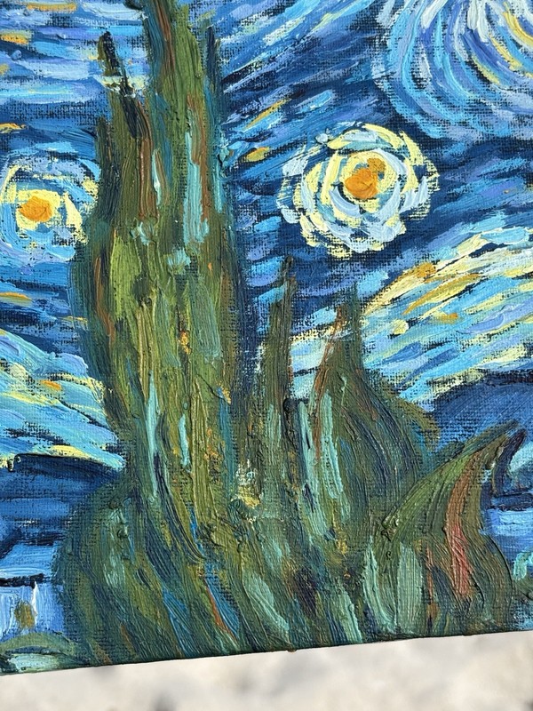 Vincent Van Gogh Starry Night Hand Painted Oil Painting 8in x 10in gallery