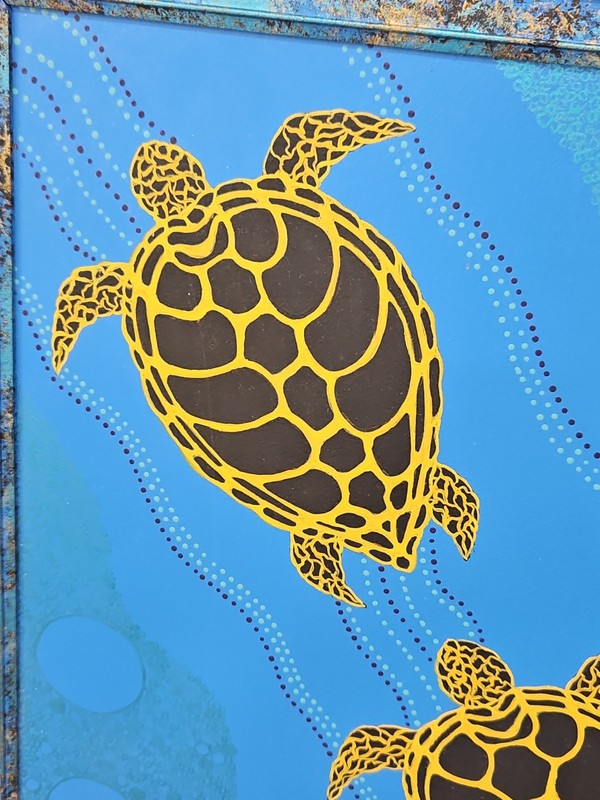 Original Australian Aboriginal Art Dot Painting Sea Turtles Daisy Akee 2004 gallery