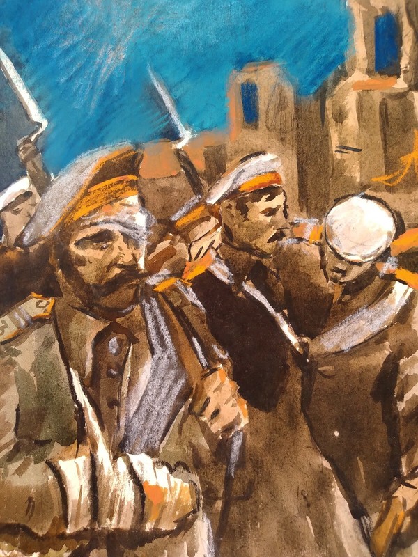 Watercolor Painting Battle Litvinov O Original Unframe Wall Hanging n1211AAA gallery