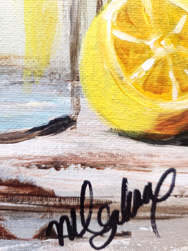 Lemon Jar Painting 12x16 Original Kitchen Wall Art Rustic Farmhouse Decor gallery