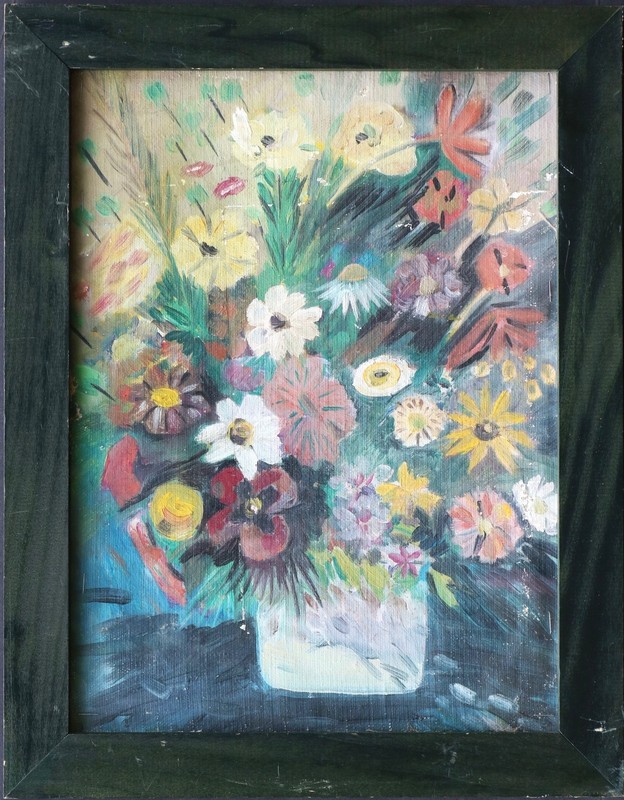 Flowers vintage framed floral still life oil painting original artwork fine art
