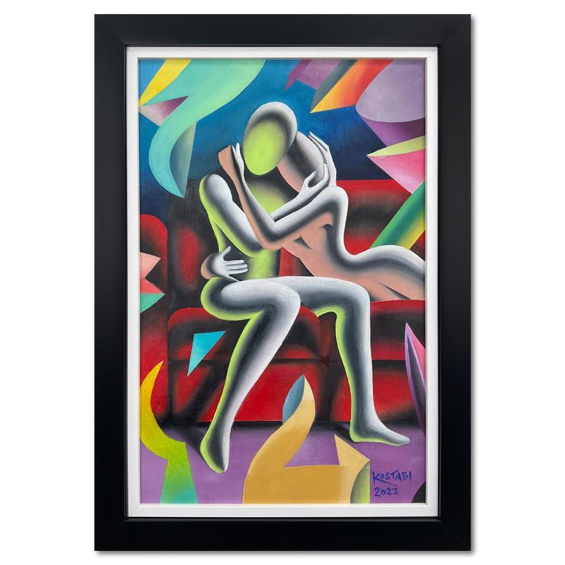 Mark Kostabi «Kaleidoscopic Intimacy» Hand Signed Framed Original Art