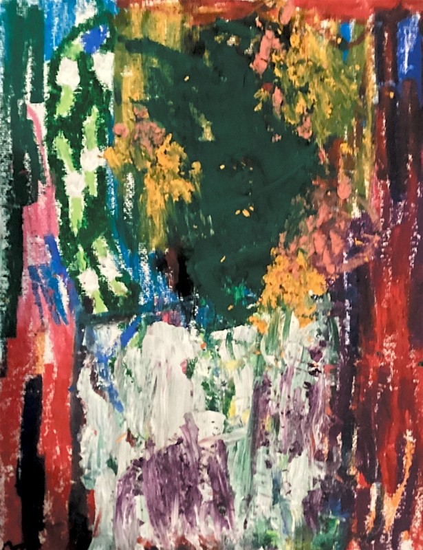 Raw Neo Expressionist Flower Painting Original 8x10 Yellow Urban Street Artwork gallery