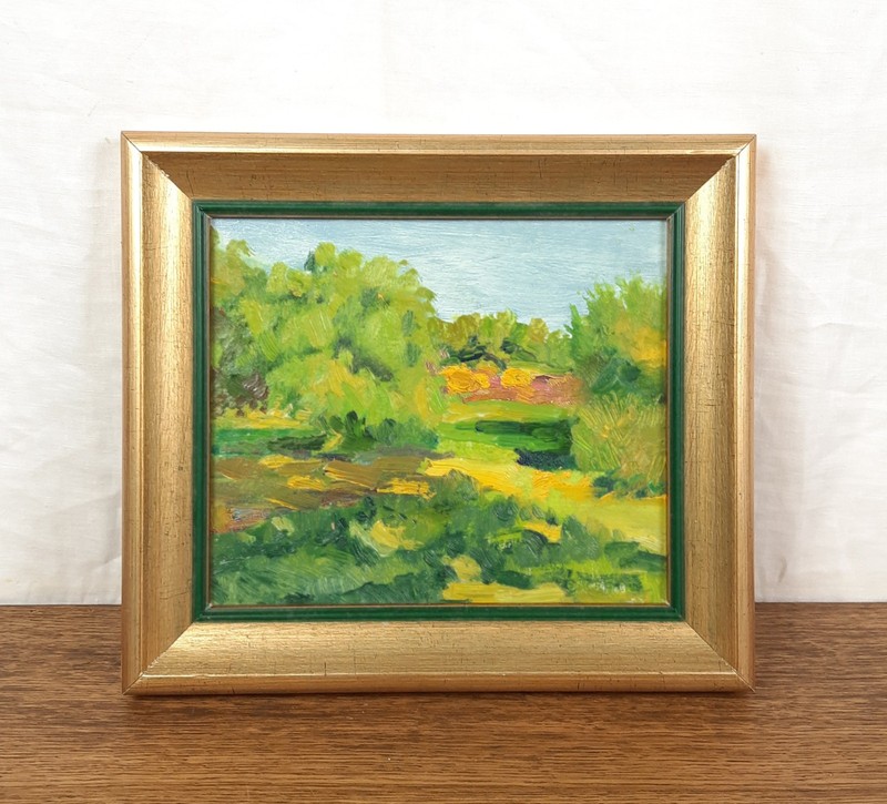 Summer Landscape Oil Painting, Impressionist Field and Trees, Original Artwork