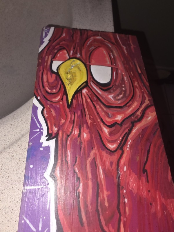 Abstract Red Bird Painting, Cartoon Style, Unframed Single Piece Animal Art