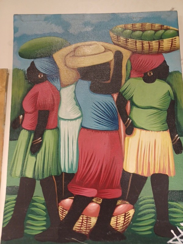Ghana Colorful Painting Of Woman In Ghana 16×12 Signed Unknown Artist