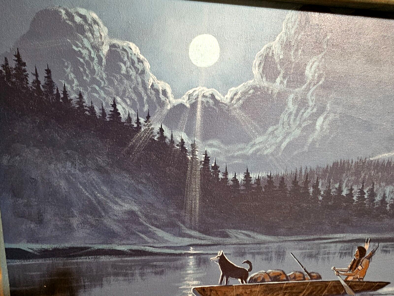 BEAUTIFUL Lrg O/C MOONSCAPE PAINTING MOUNTAIN LAKE NAVAJO ARTIST FRED CLEVELAND gallery