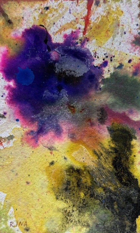 Small Abstract Art 6”x4” Original Watercolor Painting Coral Reef 23 by Miss Rina gallery