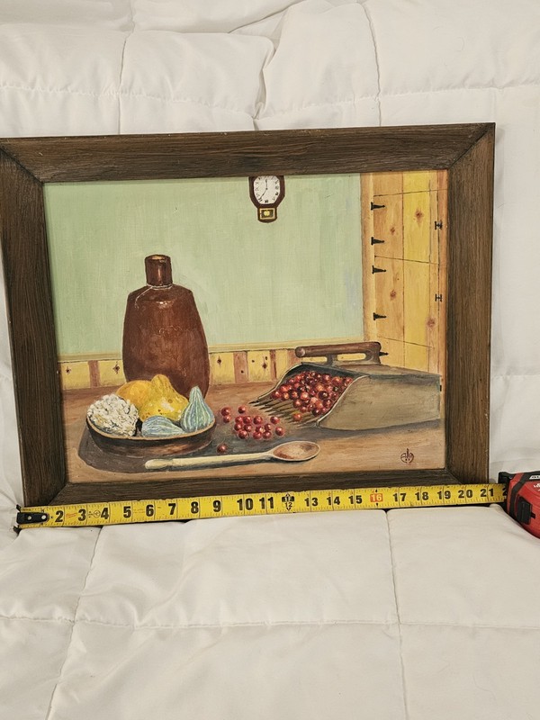 Vintage Signed Still Life Oil Painting Kitchen 1958 Western Art Roy Mason gallery