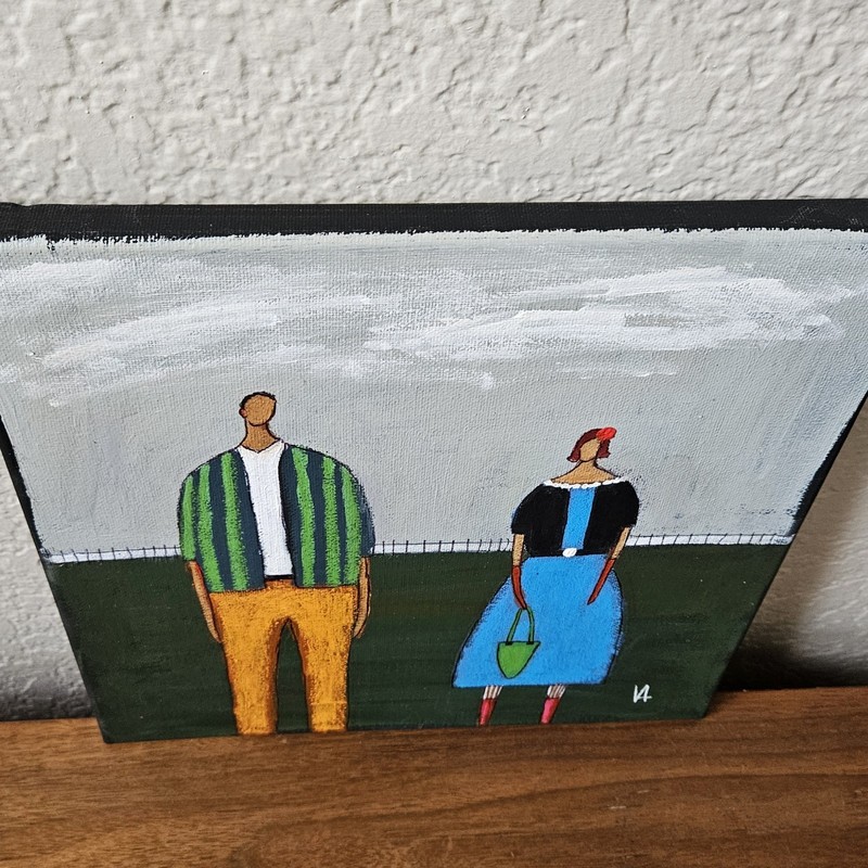 Folk Painting Original Abstract People Portrait Canvas Woman Whimsical 10x10 Art gallery