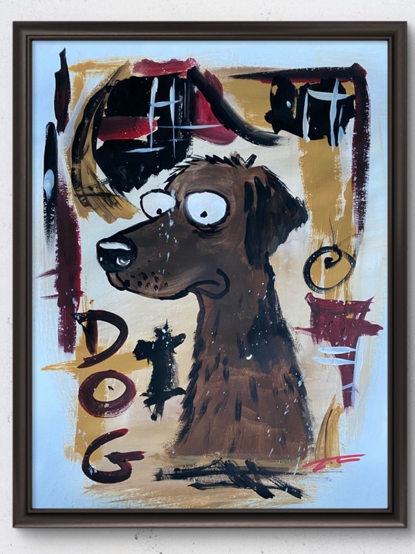 Cartoon Dog Acrylic Original Art 14×11 Paper
