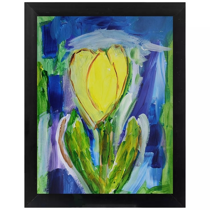 Abstract/Expressionism 9 x 12 Yellow Tulip Floral Handmade Art Acrylic Painting