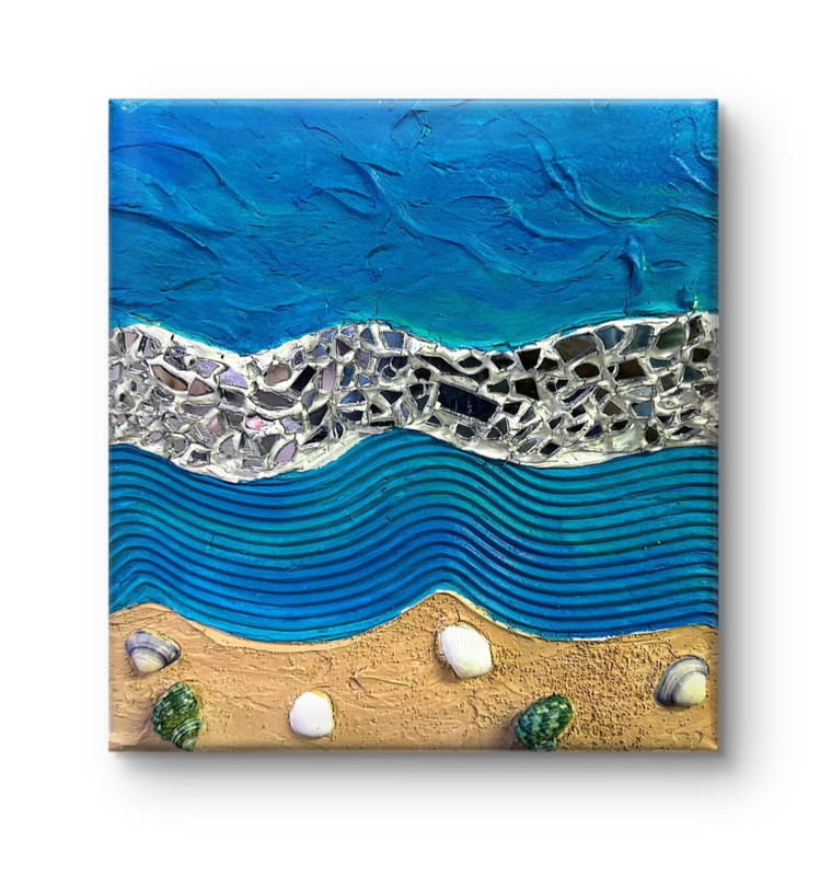 Mixed Media Abstract Painting Original 12×12 3D Textured Acrylic Pour Wall Art