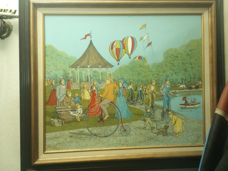 H Hargrove City Park Oil Painting Canvas Signed Certified 14×12 Park Scene