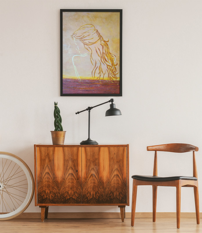 "Golden Silhouette"-Golden Contemplation - Original Abstract Figure Art 40x60cm gallery