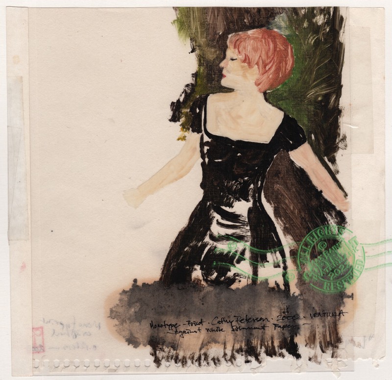 C Peterson 2000 Lady in Black * Original Mono-Print Master Painting on Acetate