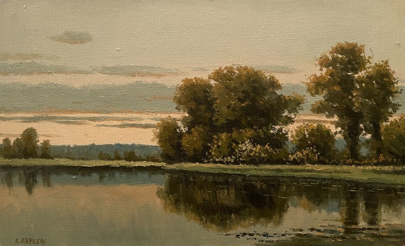 Landscape by Rimantas Virbickas Original Oil Painting 34x21 cm