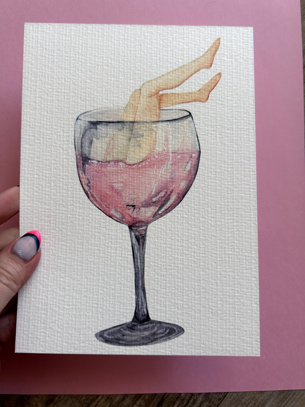Art Print Sawyer Crane Leg Series 5×7 Wine Rose Funny bath room vintage pinup