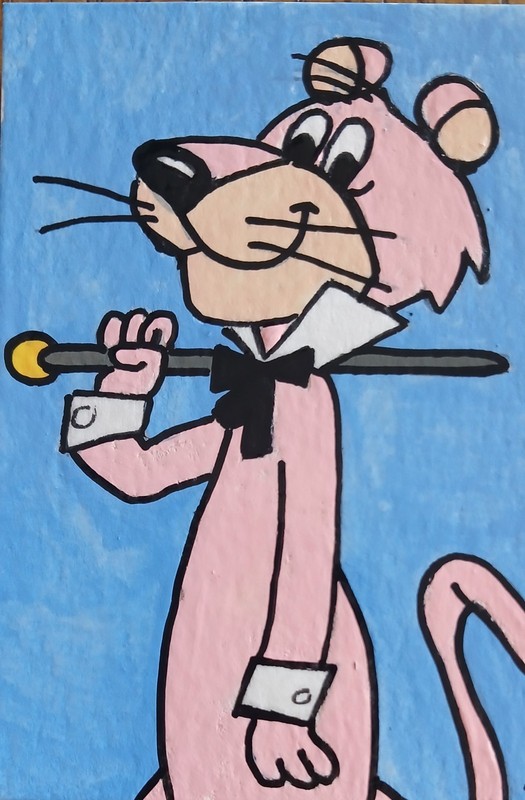 Snagglepuss ATC ACEO ORIGINAL Mini HAND PAINTED Signed OOAK Suzanne Foster