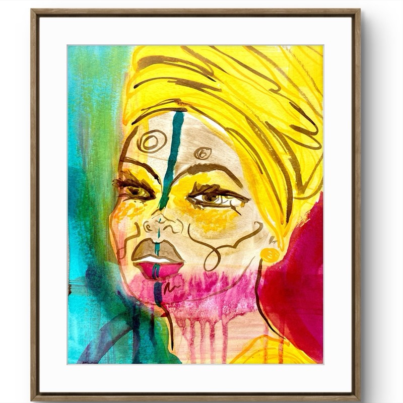 TITA PAINTZ Watercolor Cultural Woman Portrait Hand Painted Wall Art 9×12