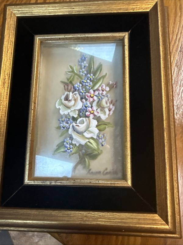 Susan Cornish Oil Painting on Layered Glass-Small Wall Decor-flowers