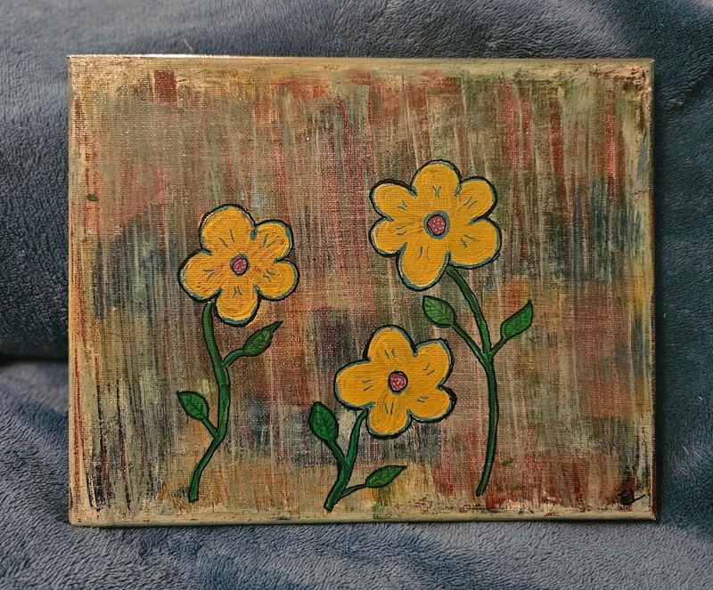 Abstract Painting - Original - 8 x 10, 1/2" Thick Canvas - Yellow, Blue