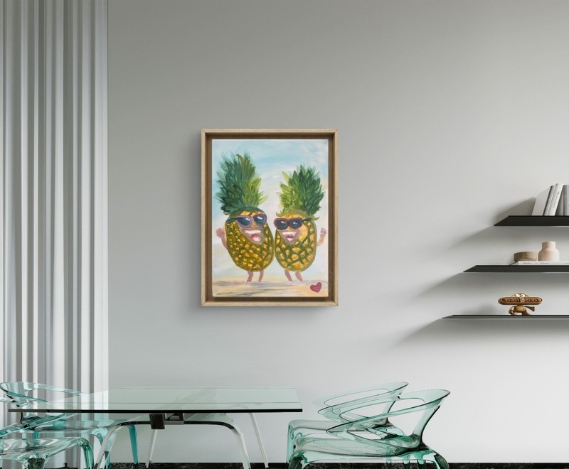 BLESSED#998 Pineapple Beach Humor Original 12x9 Canvas Abstract Art Acrylic gallery