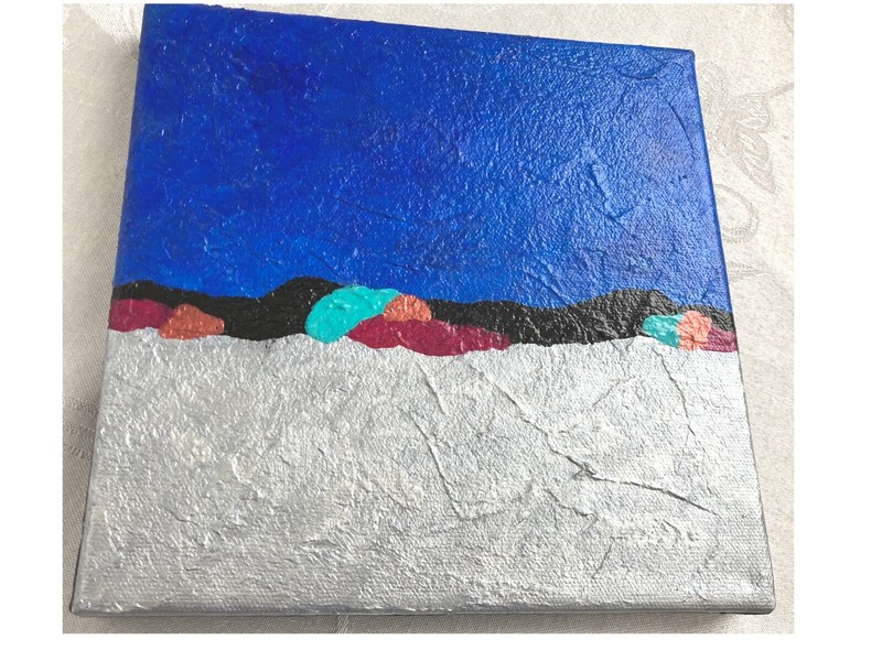 Metallic Acrylic Abstract Landscape Painting - 8 x 8 Inches gallery