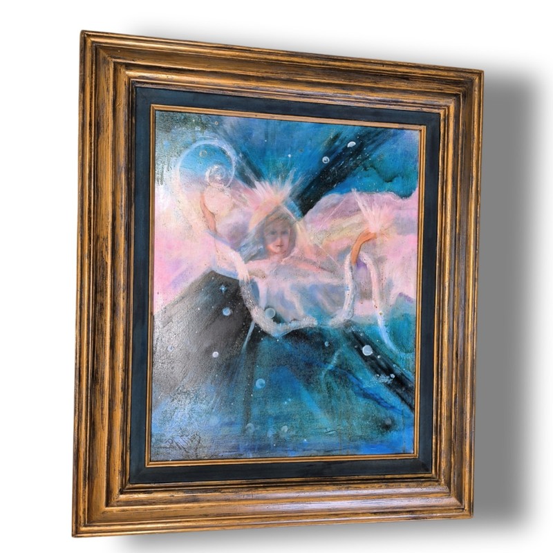 Original Gary Phillips Oil Painting “Space Angel” Framed 27” x 24” Visionary