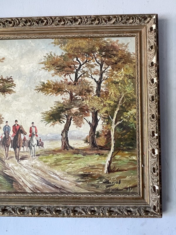 FINE ANTIQUE FIGURATIVE LANDSCAPE IMPRESSIONIST OIL PAINTING OLD HORSE HORSES gallery