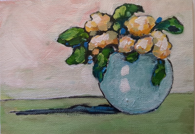ORIGINAL Still life acrylic Painting Kunze art on canvas board OOAK flowers