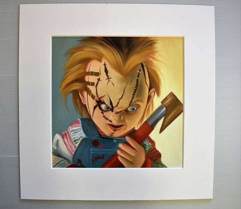 Chucky Child’s Play Painting Mitch Brookman Oil on Canvas Painting RARE