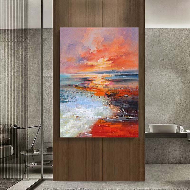 Hand Drawn Abstract Nature Decor Pictures Handmade Oil Painting Wall Art Canvas