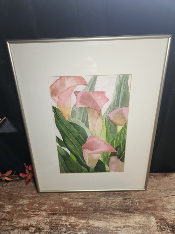 Water Color Painting. Orig. Frames. Rare. Garden Art Signed. 18×14