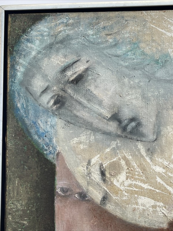 PARIS 1950'S PORTRAIT PAINTING MID CENTURY MODERN LISTED CUBISM ISREAL BRISEL gallery