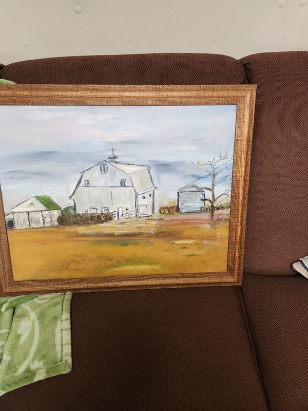 Original Antique Landscape Oil Painting, Signed, Framed Farm