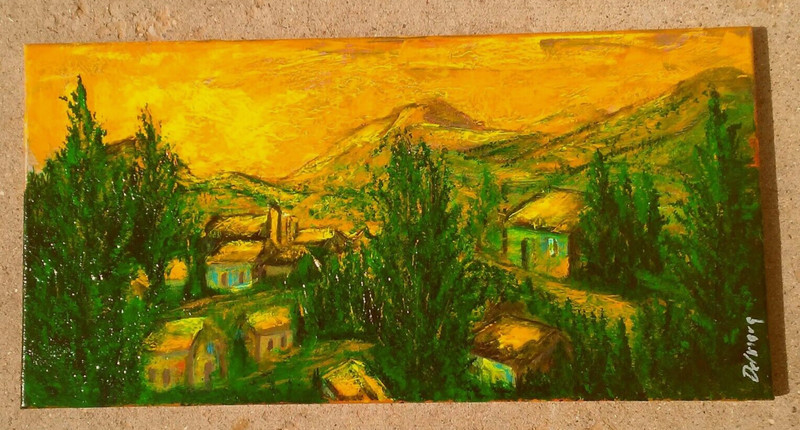 Original Valley Textured Painting 12″ x 24″ by DelMarq Signed –