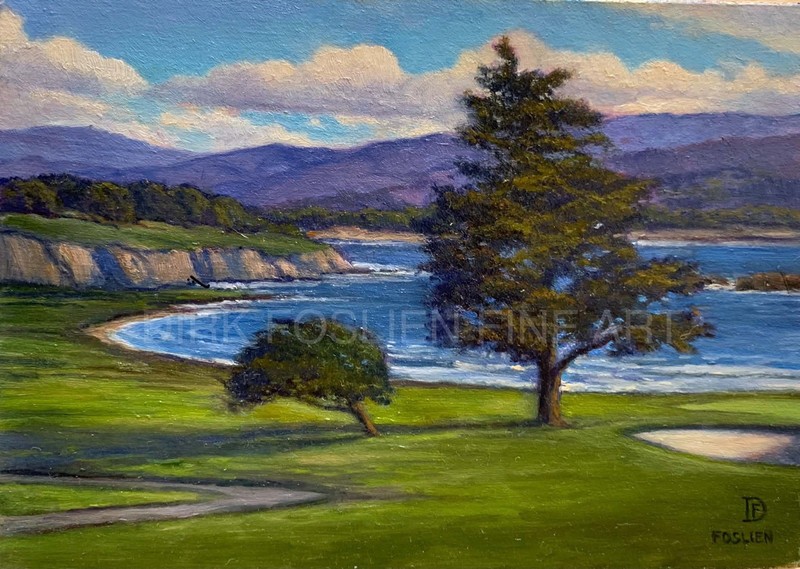 Dirk Foslien Oil painting “Pebble Beach” 5”x7” (no Frame)