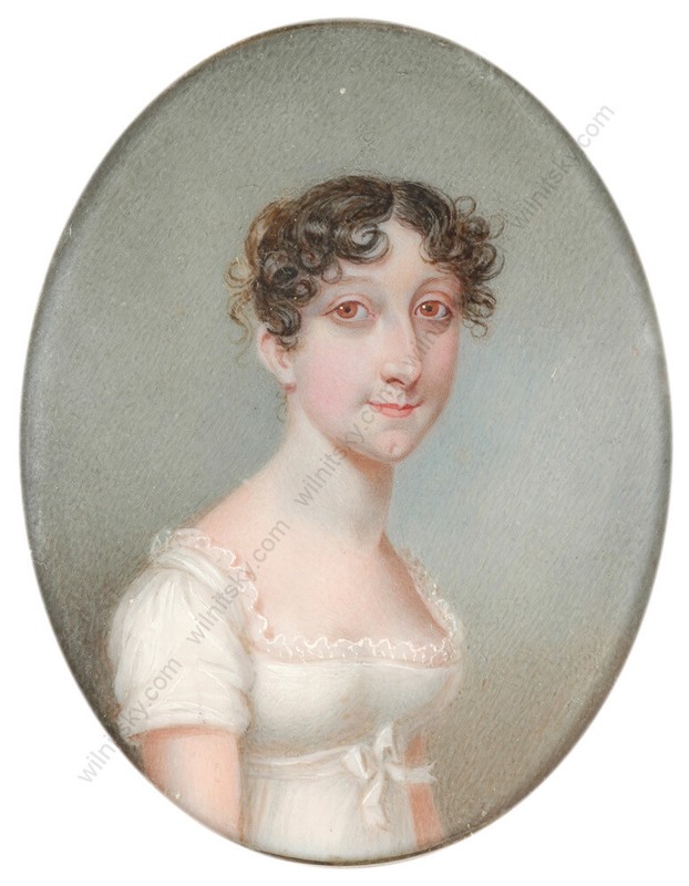 Mrs. Anne Mee (ca.1770-1851) "Portrait of a lady", high quality miniature (m) gallery