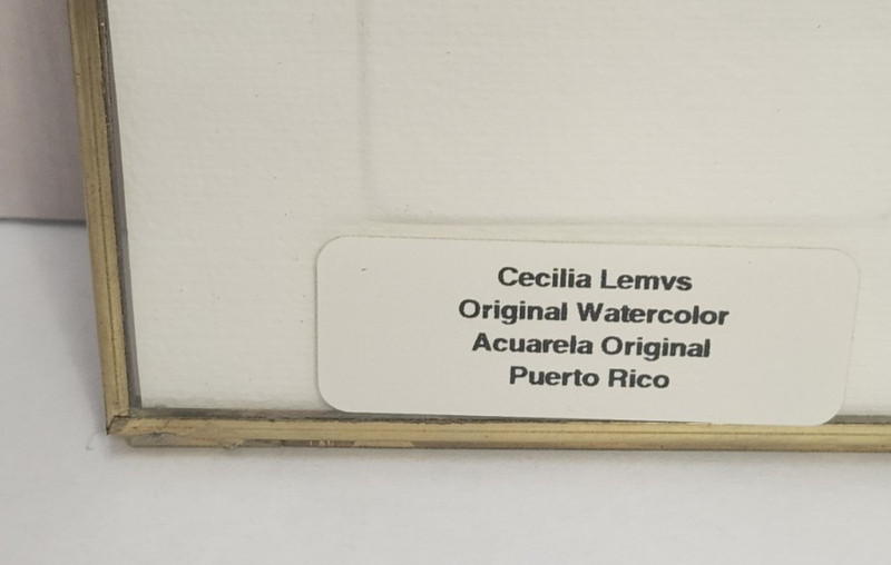 Lemvs Signed Coqui Frog Framed print watercolor Small, 4 x4" Puerto Rico Artist gallery