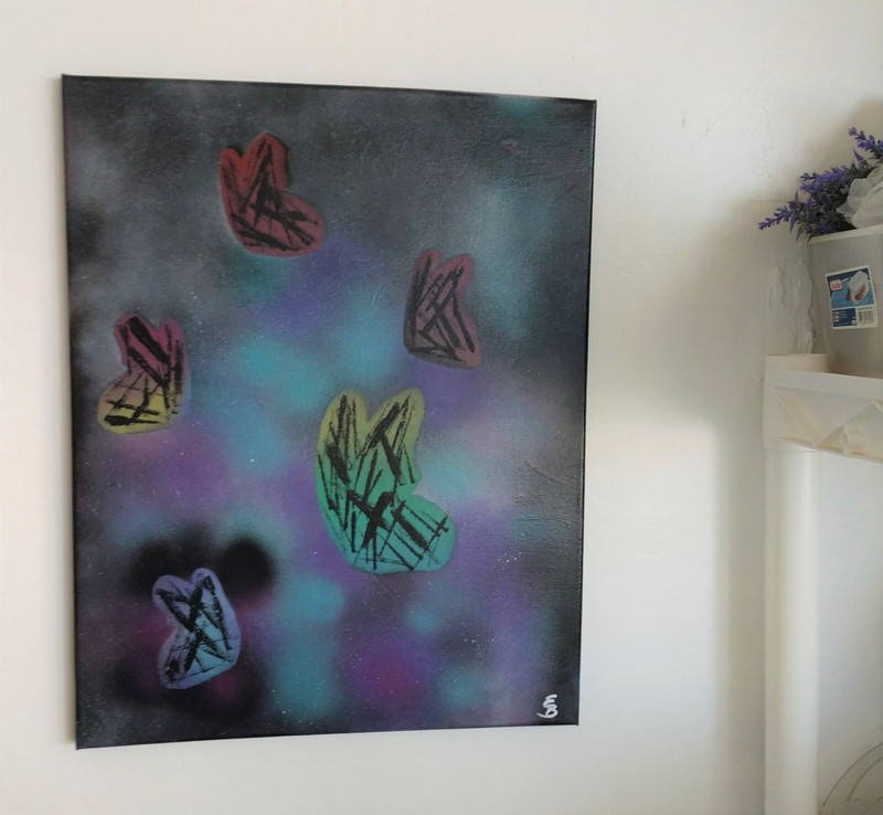 Abstract Painting Of Rainbow Butterflies in Flowers On Canvas 16x20x.5 Inches gallery