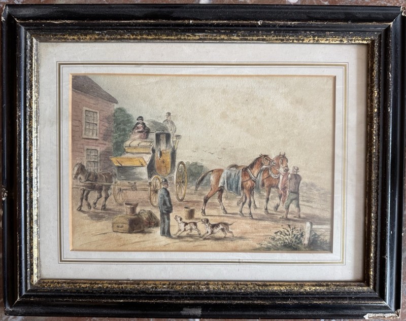 John Crome Original Painting English Art Landscape Figures Horses gallery