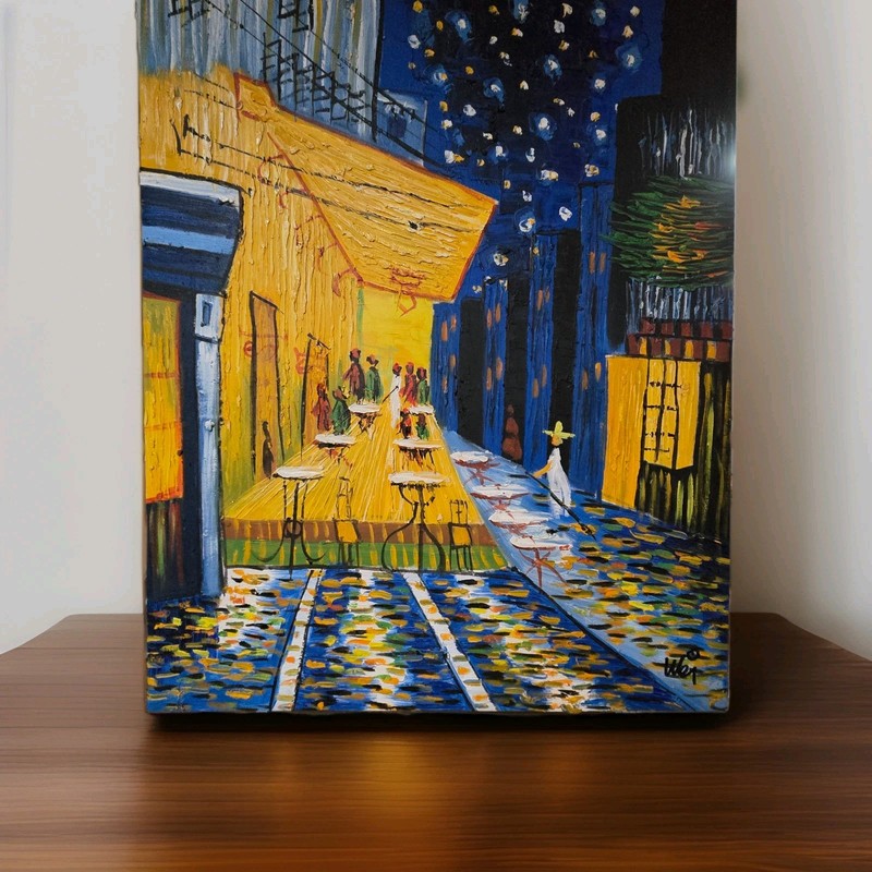 Cafe Terrace At Night Van Gogh Replica Oil Painting Canvas Wall Art Picture