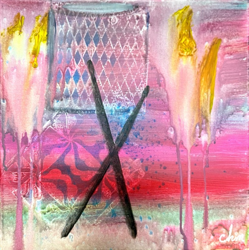 14 X 14 Drummer’s Delight Expressionism Original Abstract Colorful Handmade Art