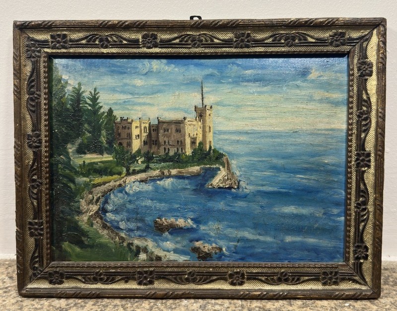 Oil / Panel Miramare Castle Castello Di Miramare Italy Trieste Habsburg