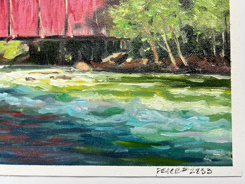 California Impressionism Oil on Canvas Yosemite's Wawona Bridge Plein Aire gallery