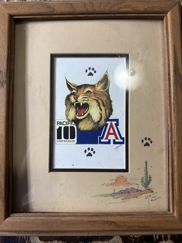 Original William Zivic 1930-2025 Painting University Of Arizona, Wildcats 2002